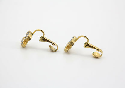 Chanel Vintage 71-80 Rhinestone & Gold-Plated Large CC Clip-on Earrings