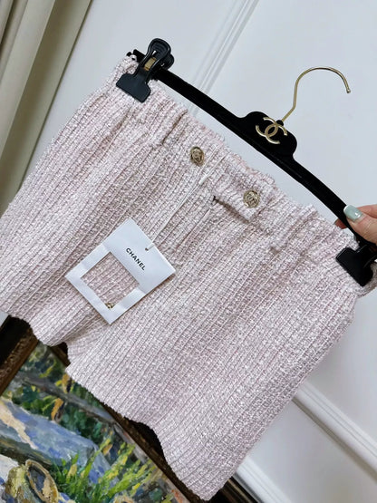 Chanel 24p pink tweed shorts