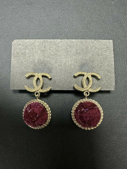 Chanel 13A Metal Fabric Purple Pop CC Clip-on Earrings