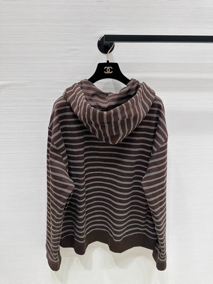 Miu Miu 25FW brown striped zip-up jacket