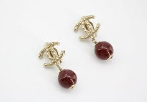Chanel A13A Gripoix Deep Burgundy Bead Clip-on Earrings