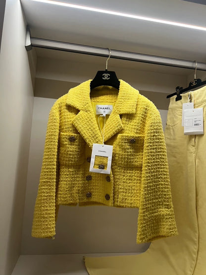 Chanel 22S yellow tweed jacket
