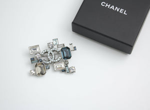 Chanel Vintage 05P Coloured Rhinestones Blue Brooch