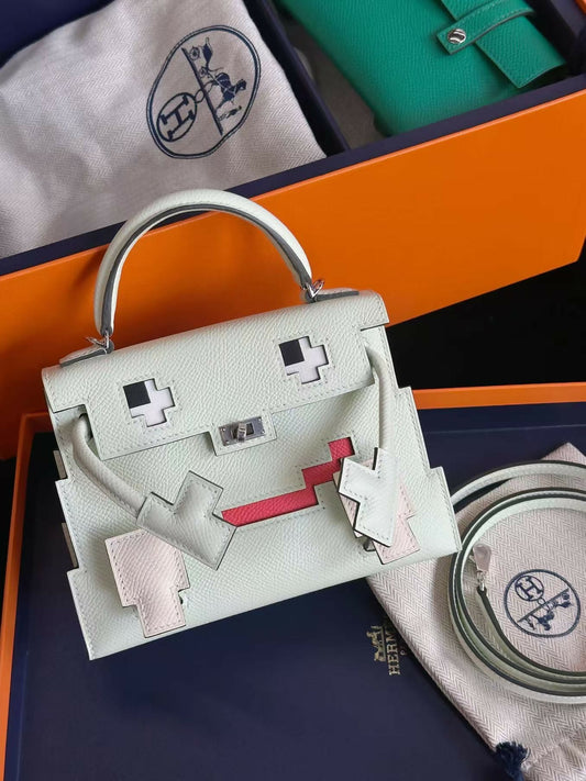 Hermès Kelly Doll Picto Vert Bubble Epsom with Palladium Hardware