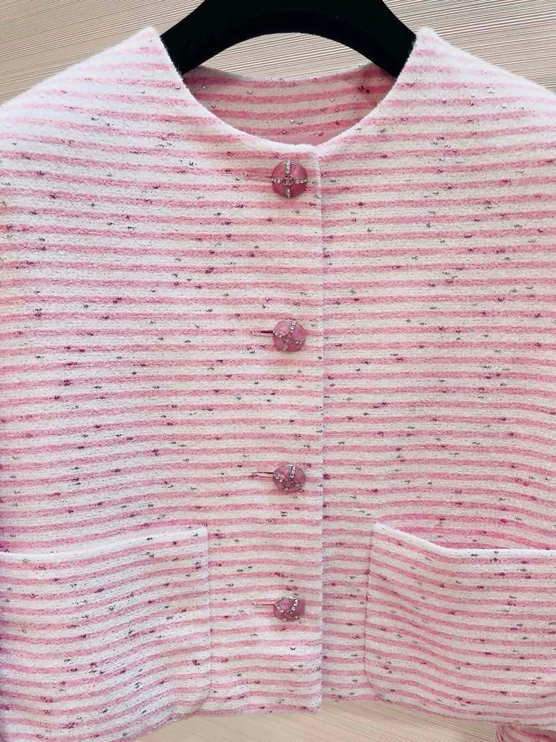 Chanel 24C pink striped jacket