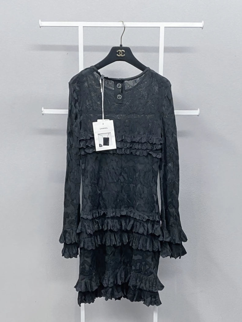 Chanel 20P black lace dress