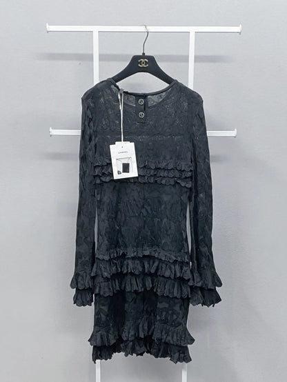 Chanel 20P black lace dress