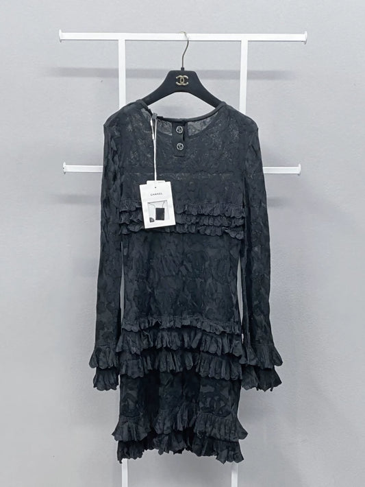 Chanel 20P black lace dress