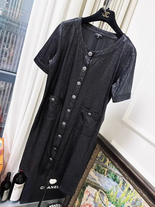 Chanel 18p black shimmering dress
