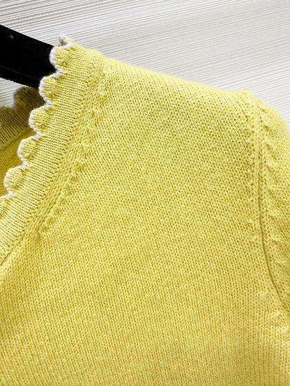 Chanel 25C yellow knit cardigan