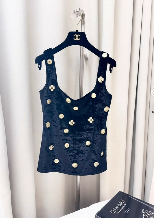 Chanel 21A black velvet top