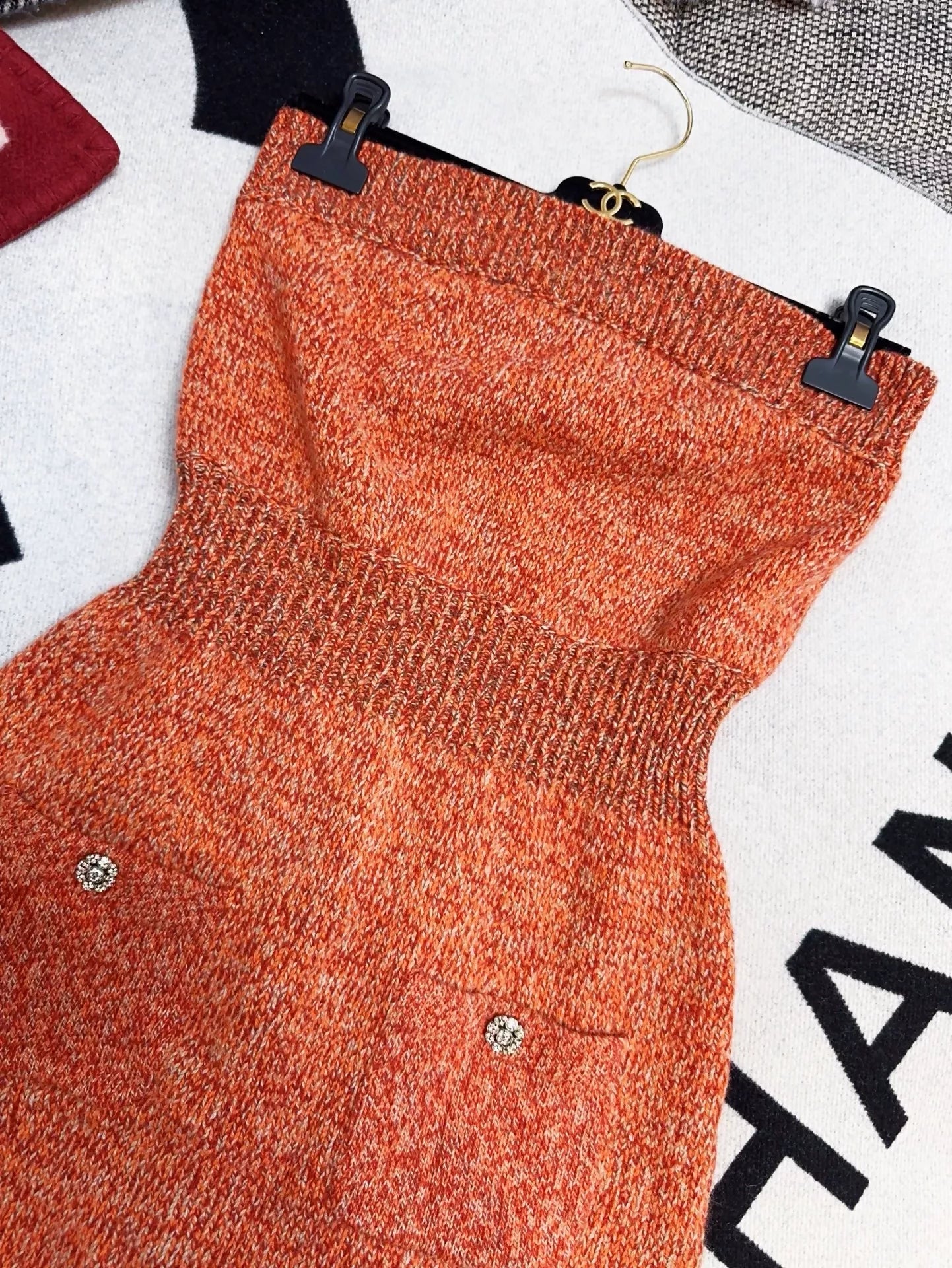 orange tweed dress Retro Stage Long Sleeve Blouse & Tweed Dress Orange