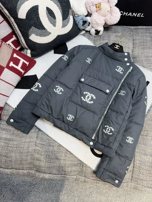 Chanel 21N Coco Neige ski collection gray down jacket