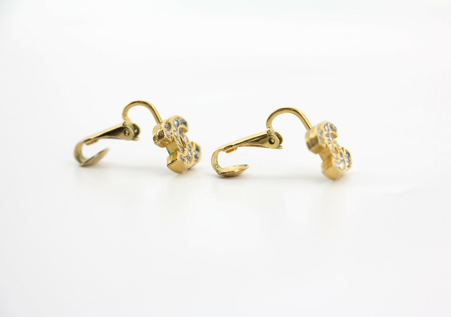 Chanel Vintage 71-80 Rhinestone & Gold-Plated Large CC Clip-on Earrings