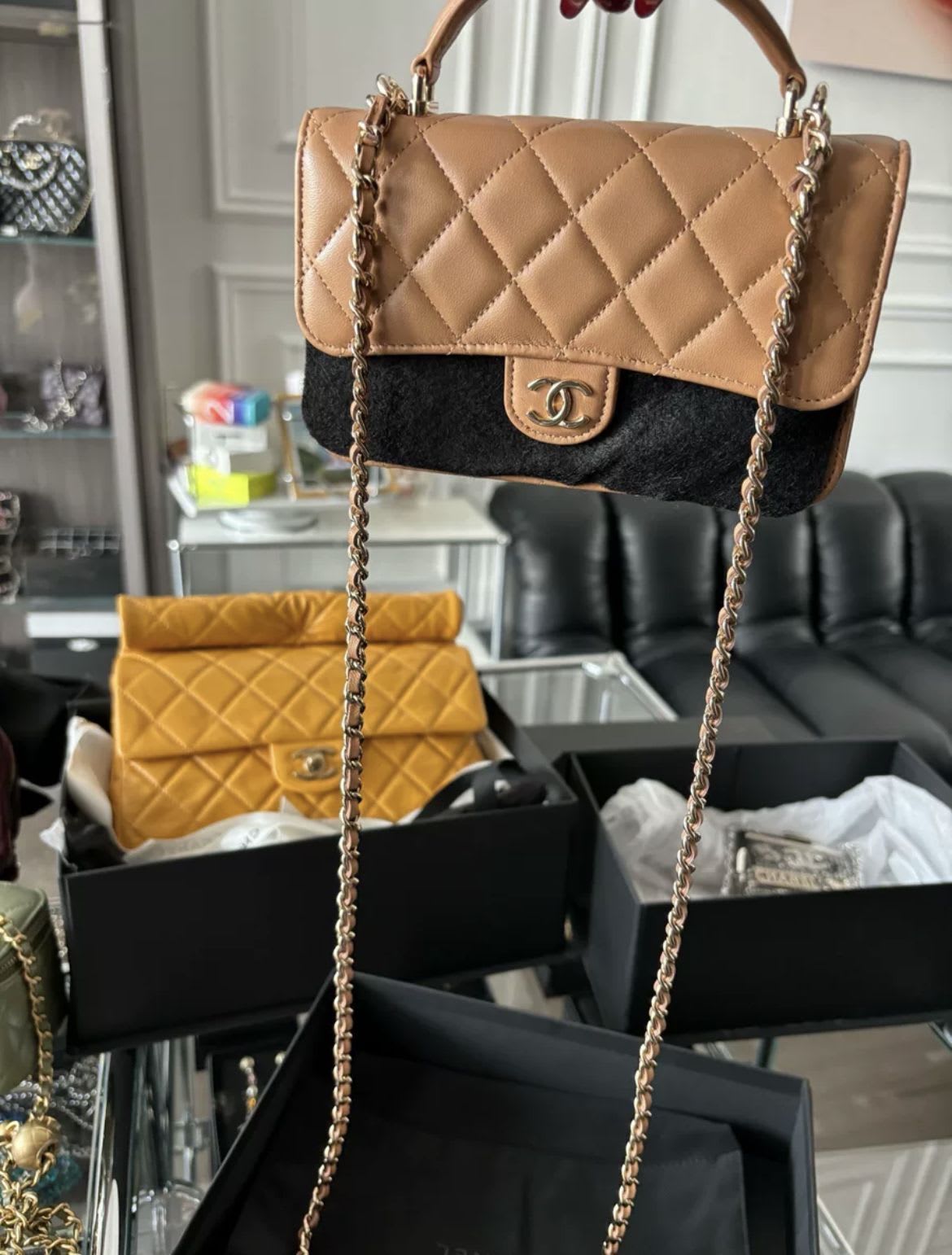 Chanel 23P  Lambskin LGHW Mini rectangular Flap bag with top