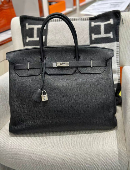 Hermès Hermes birkin40 black Togo leather palladium hardware stamp N - 40 Tote Bag - Secondhand luxury from Wararni