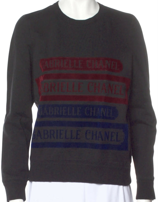 Chanel 17B Black Navy Red Gabrielle Logo Pullover Sweater FR 46