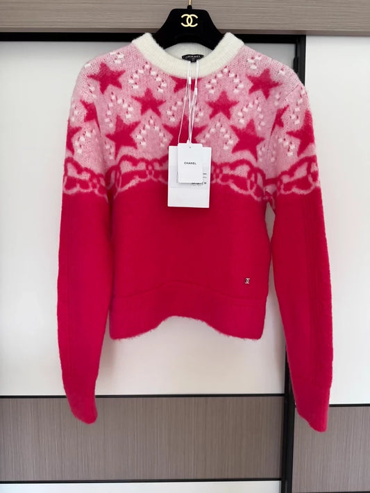 Chanel 23N red star cashmere top