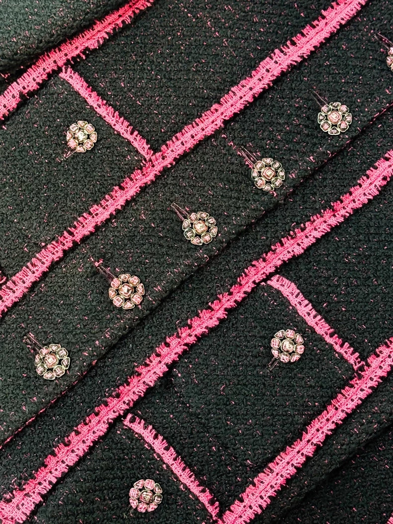 Chanel 22K pink black tweed jacket