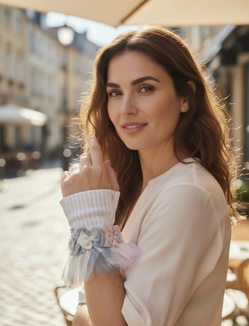 Rare Chanel 13C Paris-Versailles Mint Green Leather Silk Bows CC Fingerless Gloves Size 7.5