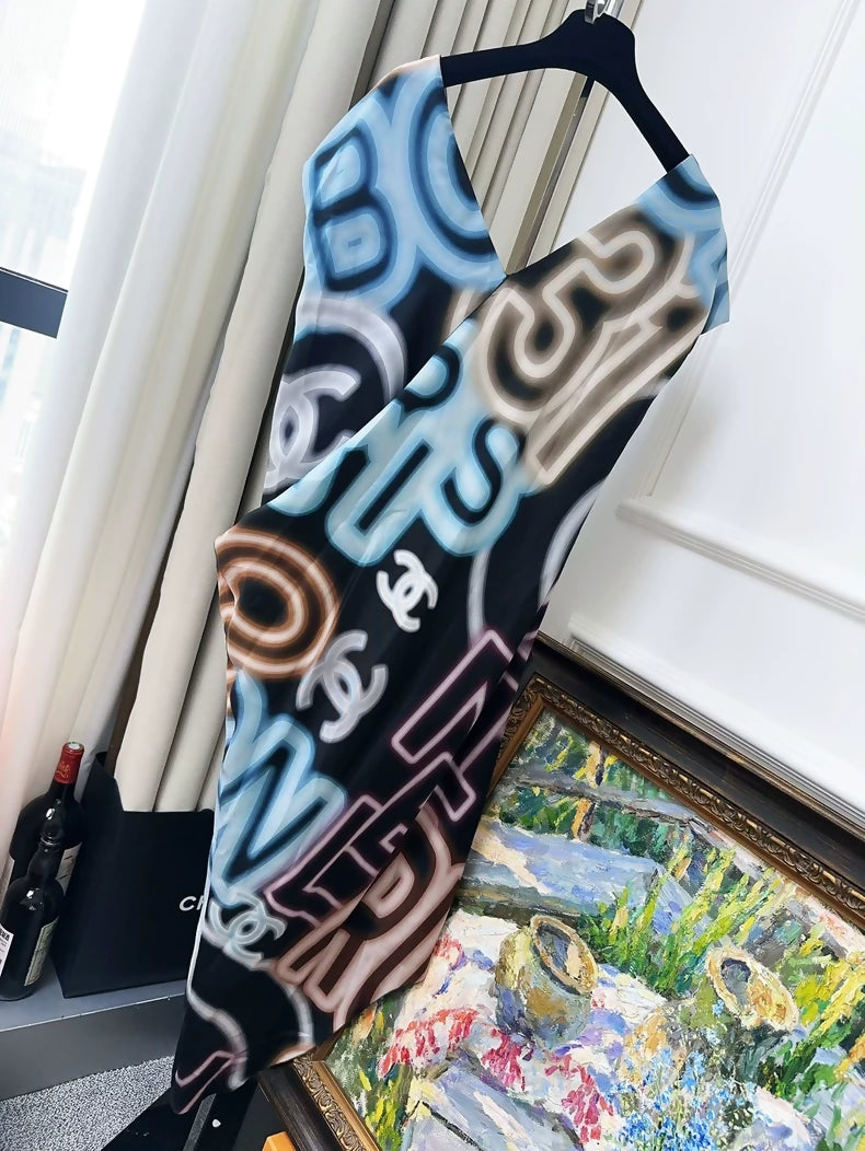 Chanel 21S neon CC logo dress