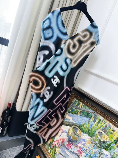 Chanel 21S neon CC logo dress