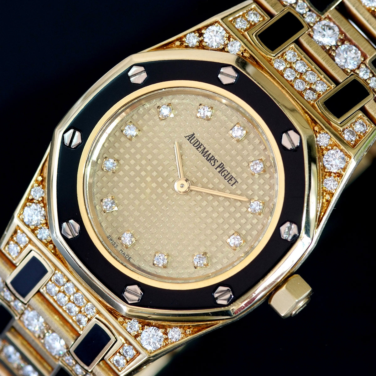 Audemars Piguet Full Diamond Royal Oak 18K Solid Gold Celebrity Lady Quartz