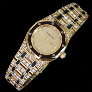 Audemars Piguet Full Diamond Royal Oak 18K Solid Gold Celebrity Lady Quartz