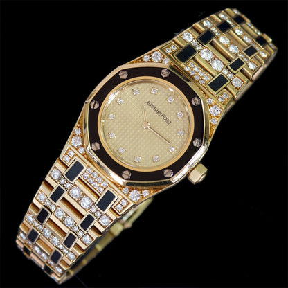 Audemars Piguet Full Diamond Royal Oak 18K Solid Gold Celebrity Lady Quartz