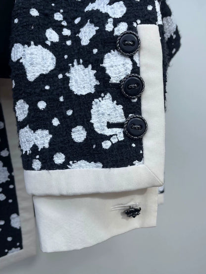 Chanel 2015 black and white polka dots jacket