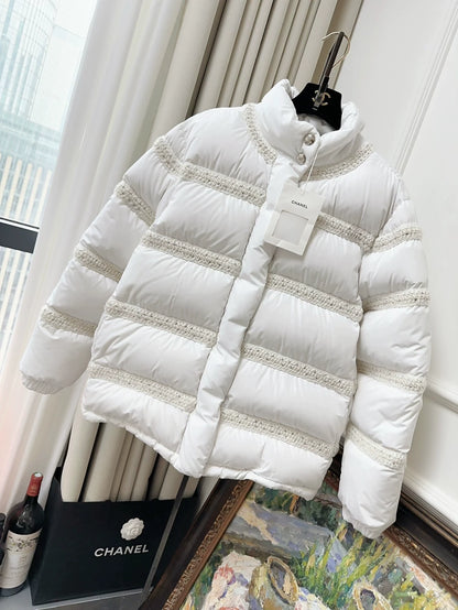 Chanel 24N Coco Neige ski collection white down jacket