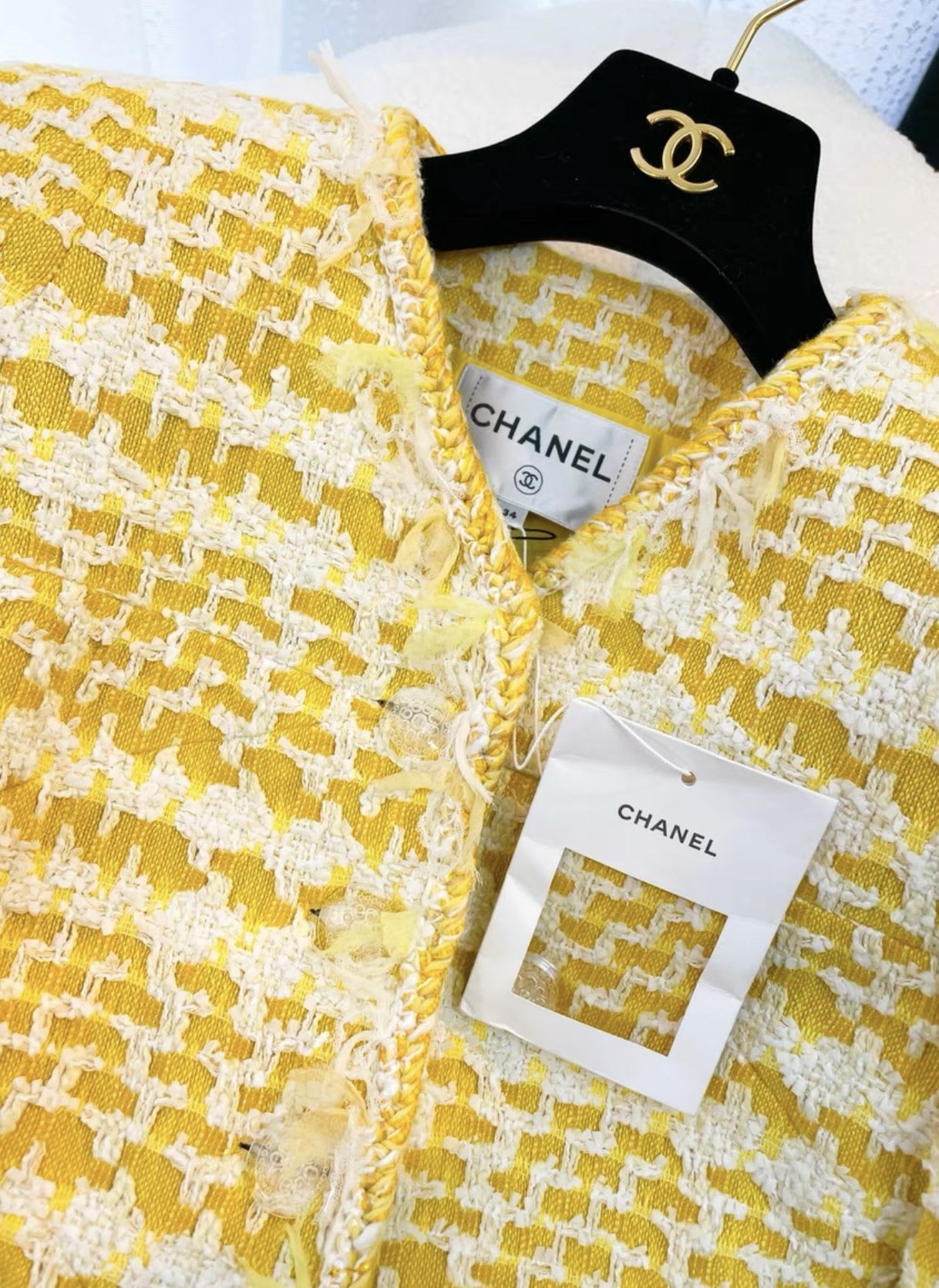 Chanel yellow woven coat