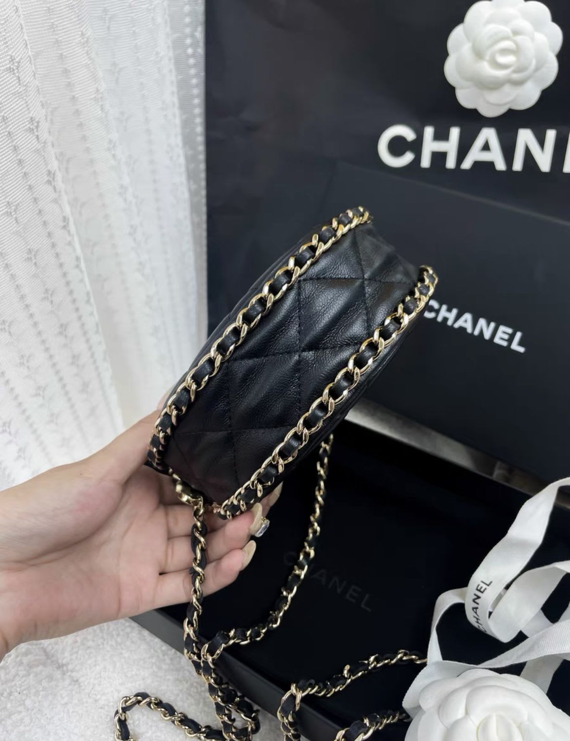 Chanel 23 black gold mini moon bag – Wararni.com