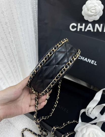 Chanel 23 black gold mini moon bag