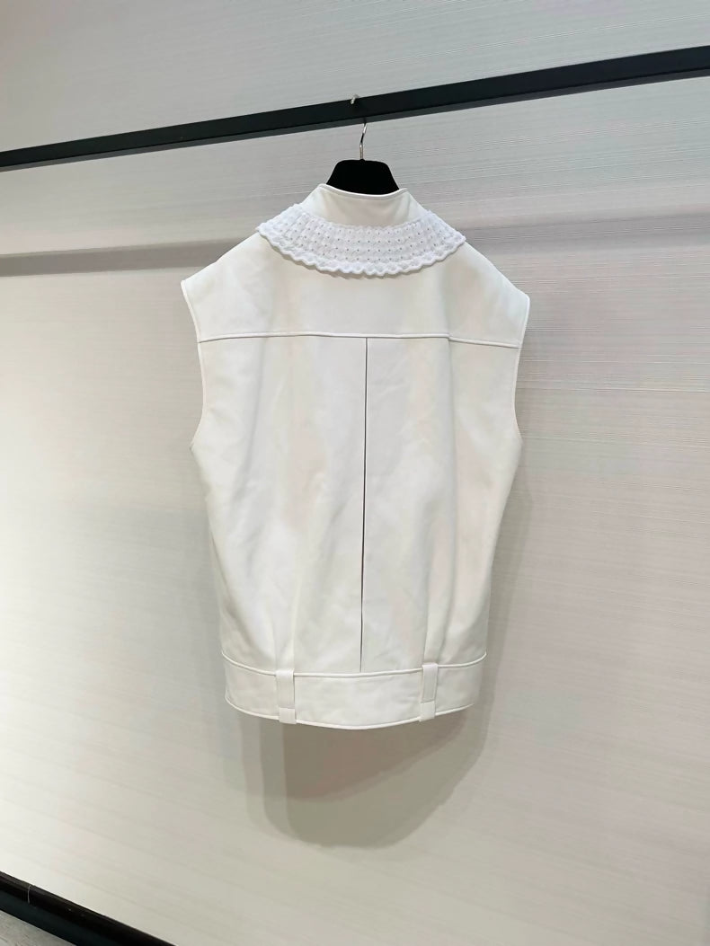 Chanel 25S white leather vest