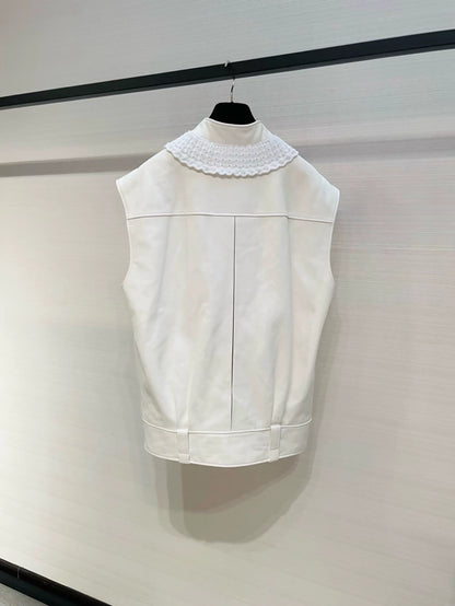 Chanel 25S white leather vest