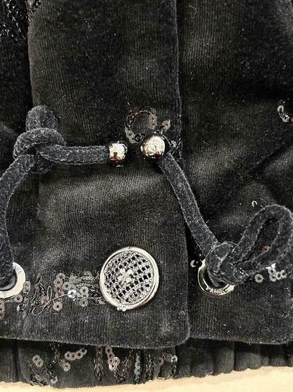 Chanel 22N black velvet sequined cotton jacket