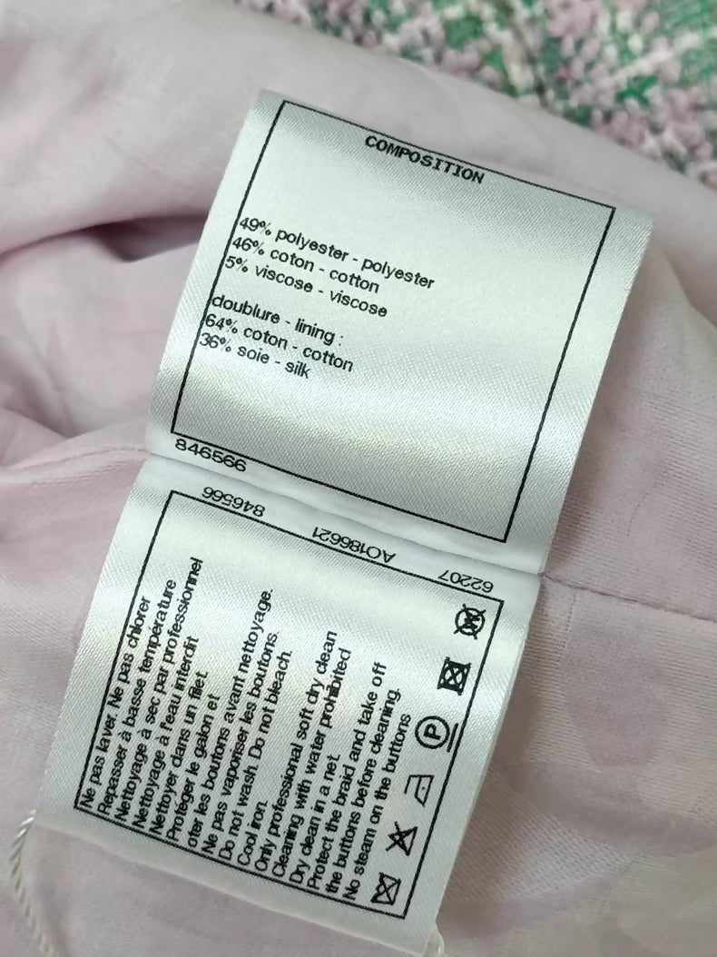 Chanel 21S pink and green tweed jacket