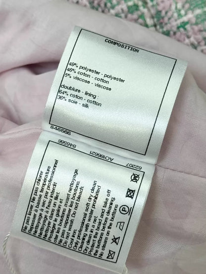 Chanel 21S pink and green tweed jacket