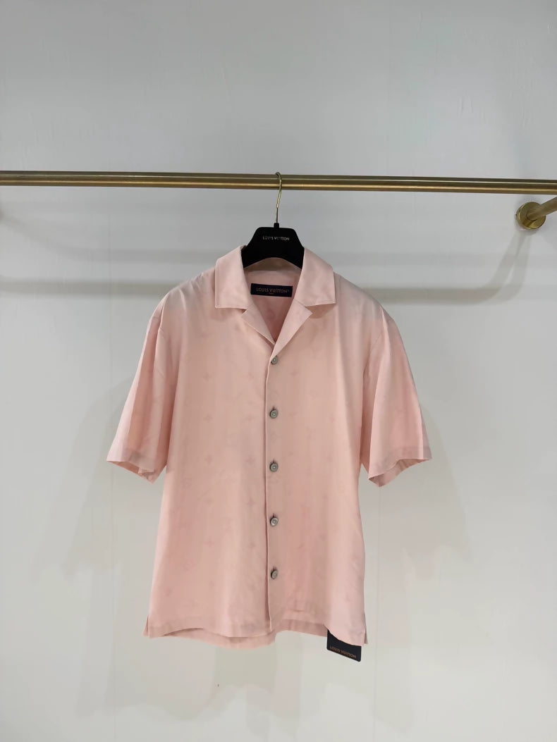Louis Vuitton 26 MONOGRAM Pink Embossed Logo Short-Sleeve Shirt