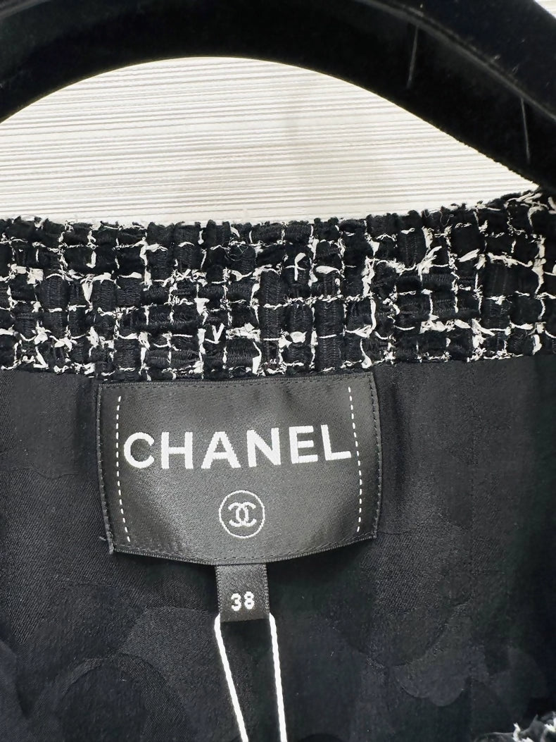 Chanel 24B black and white tweed jacket