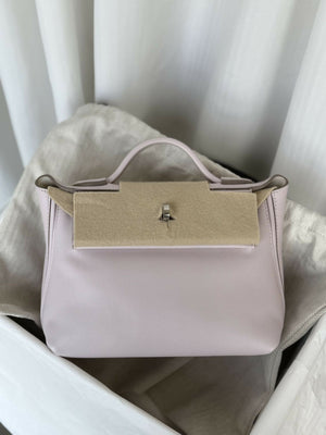 Hermès 24/24 Mini Mauve Sylvestre / Mauve Pâle Evercolor Leather with White / Nata Interior Trim & Palladium Hardware U Stamp