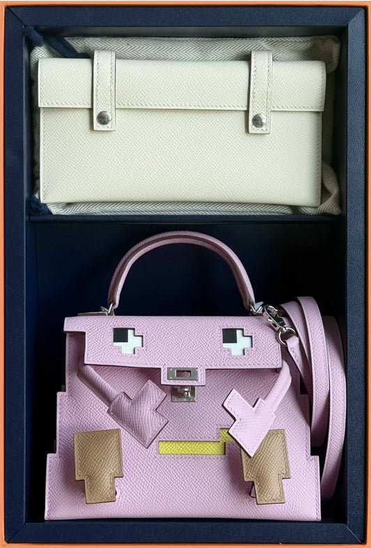 Hermès Kelly Doll Picto Mauve Sylvestre Epsom with Palladium Hardware