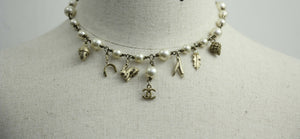 Chanel Vintage 05A Imitation Pearl Metal Rabbit Pendant Gold Necklace