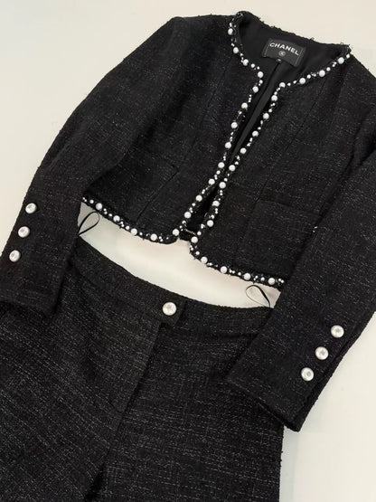 Chanel 25P black jacket and shorts