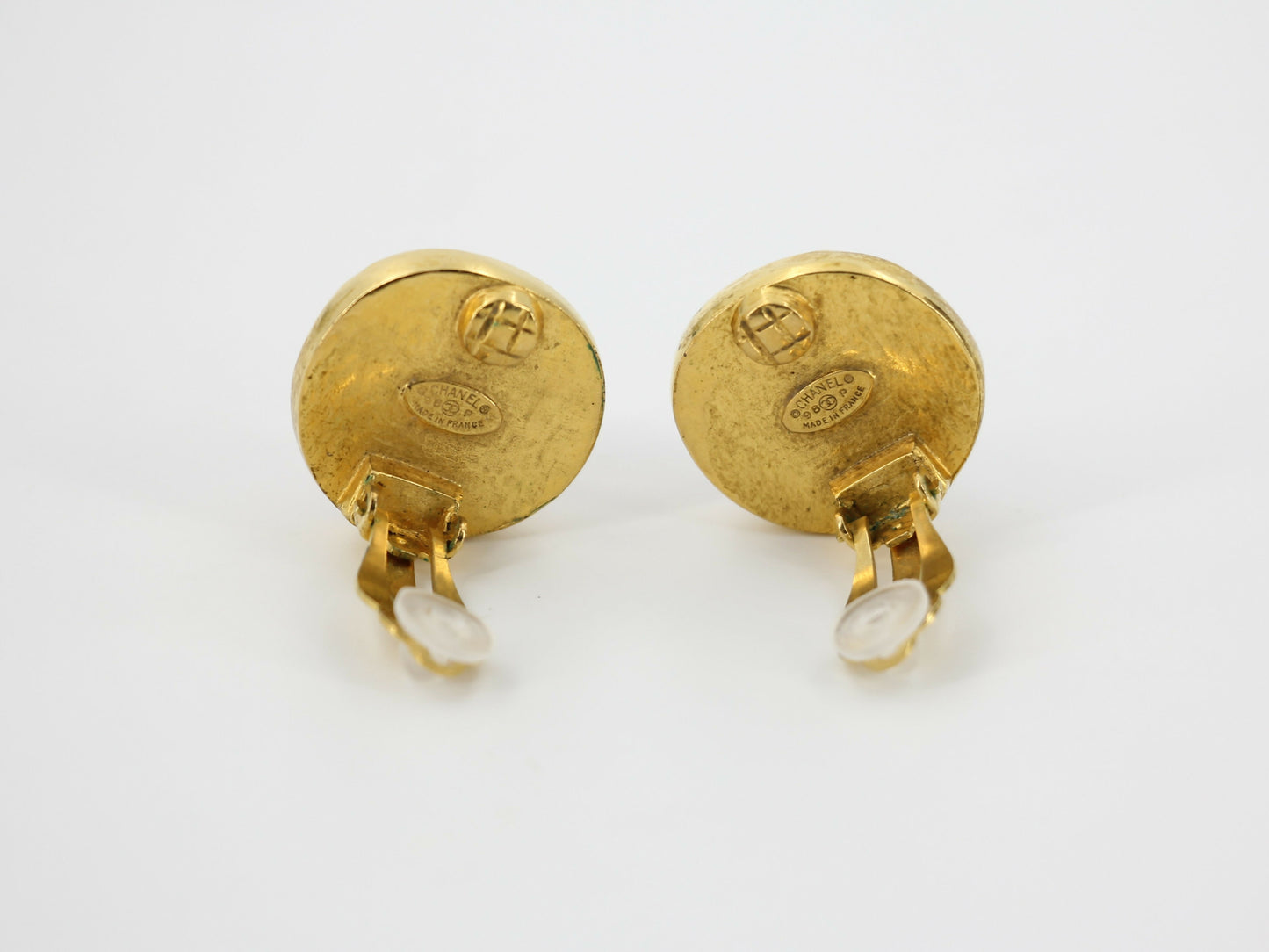 Chanel Vintage 98P Imitation Beeswax Red & Gold-Tone CC Clip-On Earrings