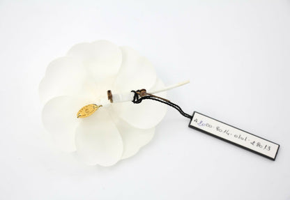 Chanel Vintage 81-85 Silk Small Size White Camellia Brooch