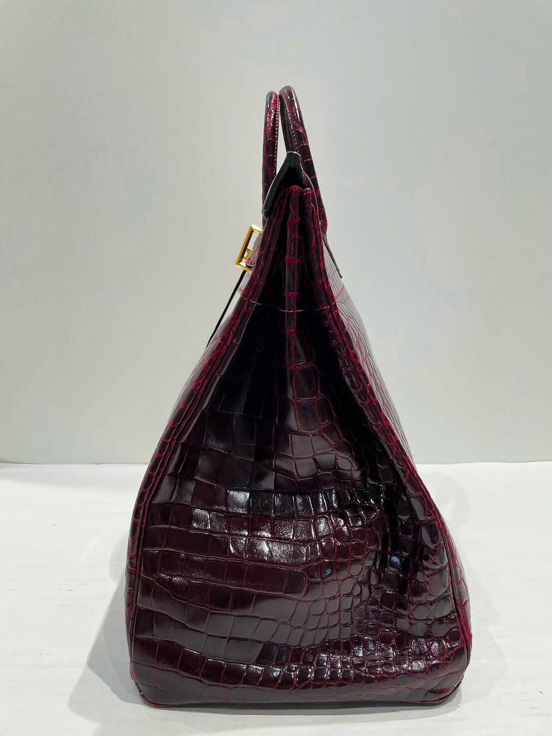 Hermès HAC 50 Bordeaux Porosus Crocodile GHW