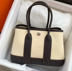 Hermès Mini Garden Party 20 Rouge H / Brique (T3) Toile paired with Vanille Canvas & Leather Trim