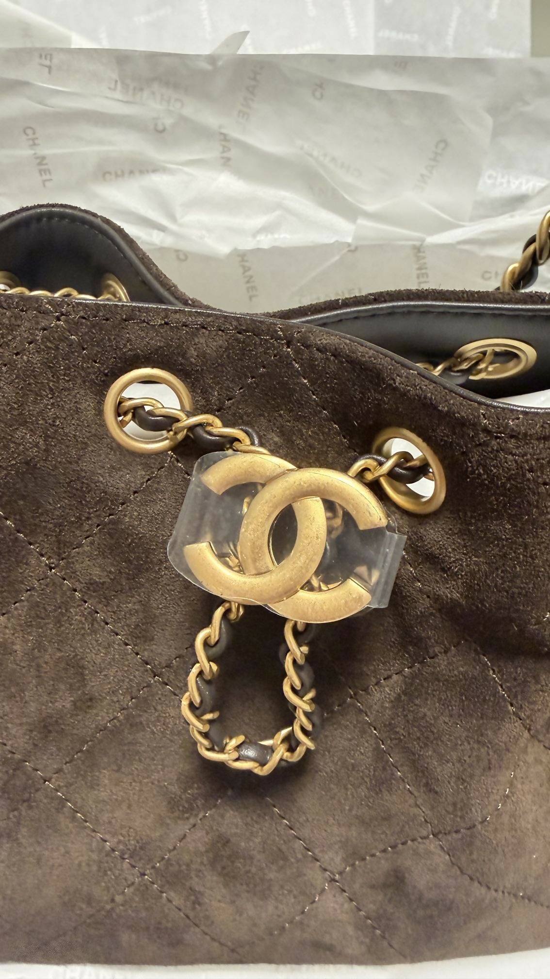 Chanel 25 bag mini brown suede